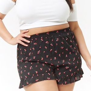 Plus size forever21 cherry ruffle hen shorts